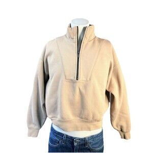 FEAR OF GOD ESSENTIALS Women XXS Half Zip Pullover Cropped Oversized Sweatshirt